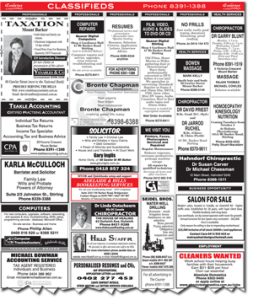 Newspaper Classified Advertisements