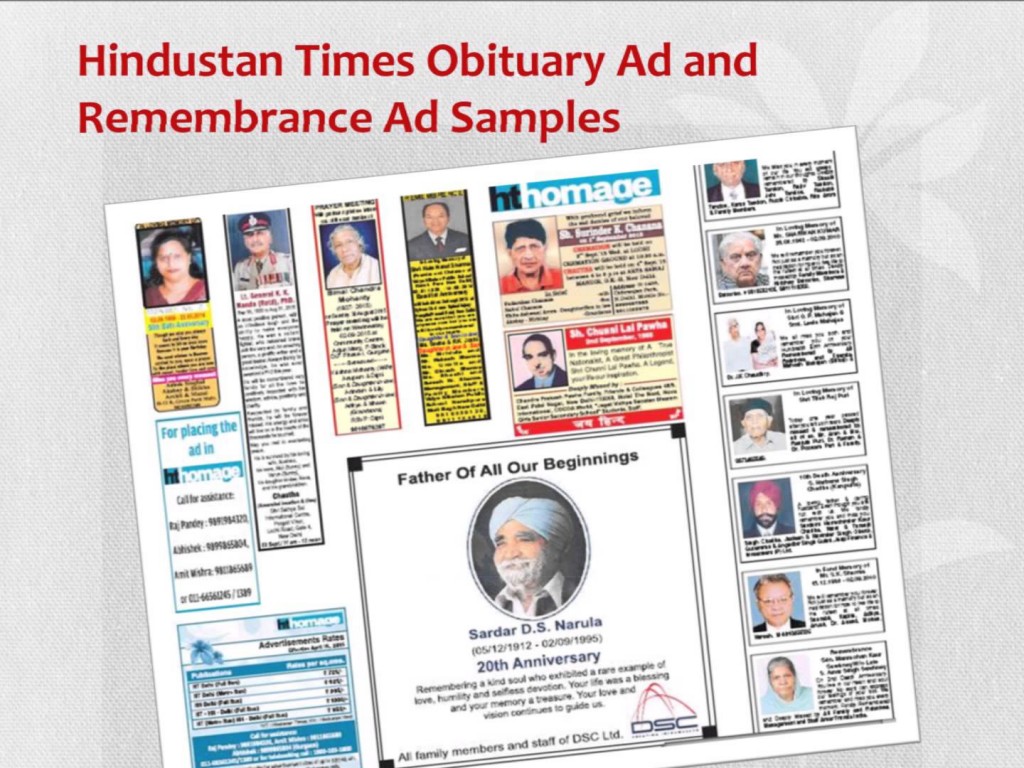 Hindustan TImes Obituary Ad Booking Online
